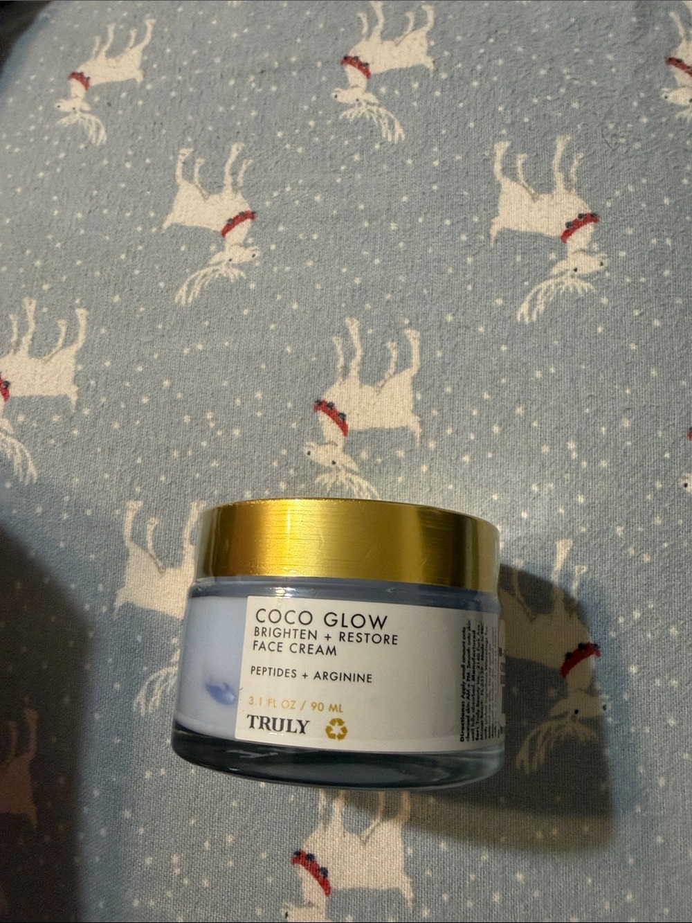 TRULY Coco Glow Face Cream — Light Blue Jar with Gold Cap